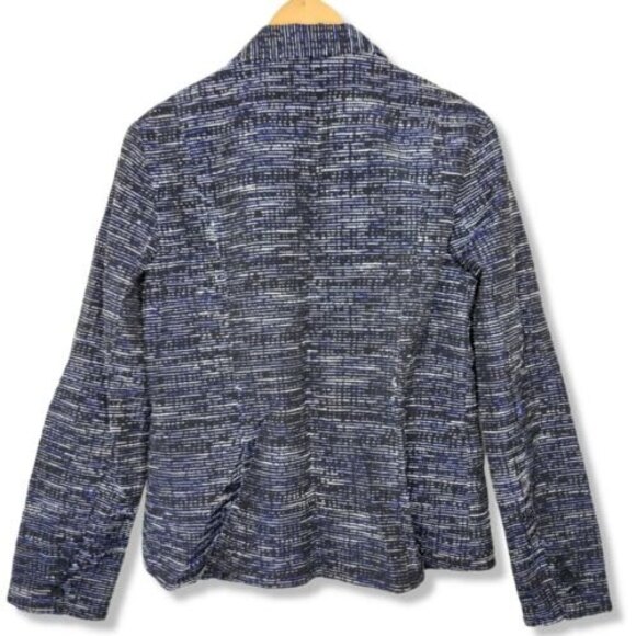 Cabi Blazer Jacket SZ 10 "Mingle" in Black Blue White Tweed Zip Pockets - Picture 7 of 9
